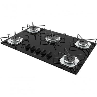 Cooktop a Gás Fogatti Ori 5 Bocas Vidro Temperado Preto Bivolt