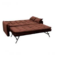 Sofá Cama Reclinável Com Cama Auxiliar - Veludo Marrom - 3