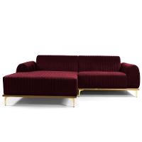 Sofá 6 Lugares Com Chaise Molino 350cm Veludo Marsala C-278 - 3