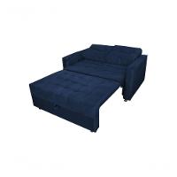 Sofá Cama Casal Reclinável Drika - Veludo Azul Marinho - 3