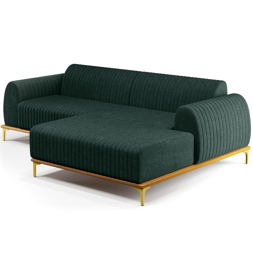 Sofá 6 Lugares Com Chaise Molino 350cm Verde Musgo C-117 - 1