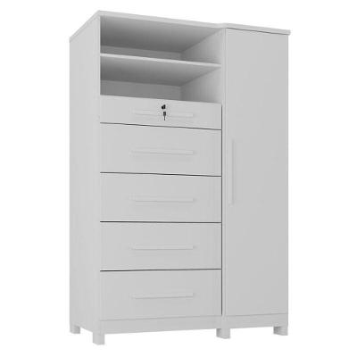 Cômoda Sapateira Imperial 1 Porta 5 Gavetas Branco Absoluto Semi Fosco - Zanzini