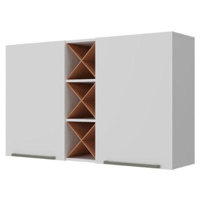 Armário Aéreo Favorita 120cm 2 Portas MDF Branco Lacca Zanzini Móveis