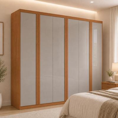 Guarda Roupa Casal CR35543 6 Portas de Bater 2 Gavetas MDF Laqueado Madeirado-Off White Multimóveis