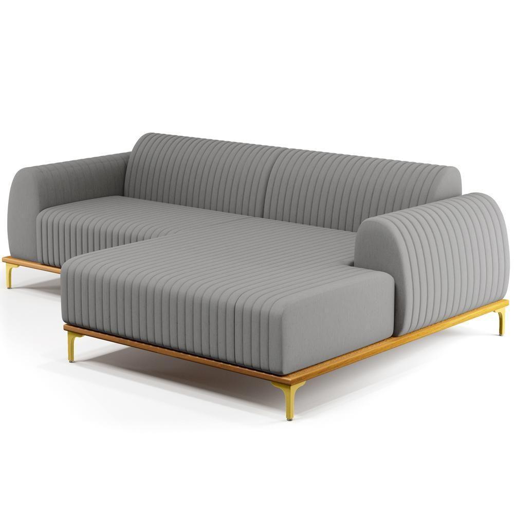 Sofá 6 Lugares Com Chaise Molino 350cm Cinza Escuro C-416 - 1