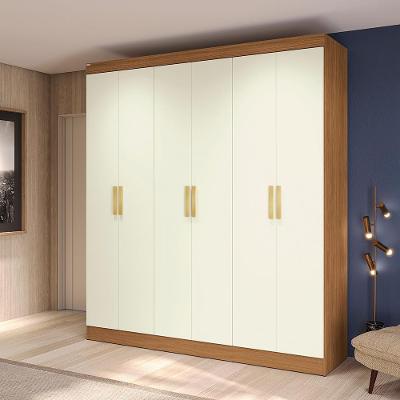 Guarda Roupa Casal R590-CNOW 6 Portas de Bater 2 Gavetas MDP Canela-Off-white Kappesberg