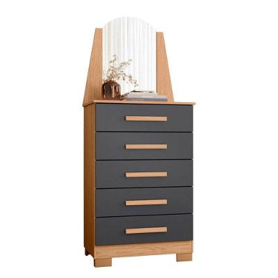 Cômoda New Veneza 5 Gavetas Mdf Mdp Puxador Mdf Freijo Titanium Albatroz Móveis