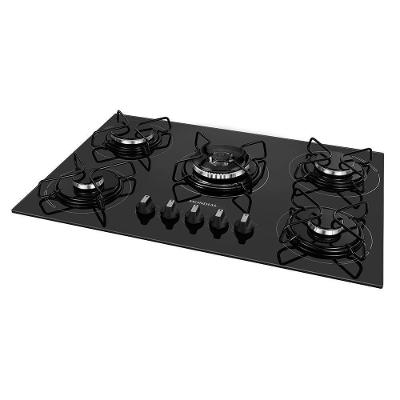 Cooktop a Gás 5 Bocas Mondial CTG-03 Vidro Temperado Acendimento Automático Preto e Inox Bivolt