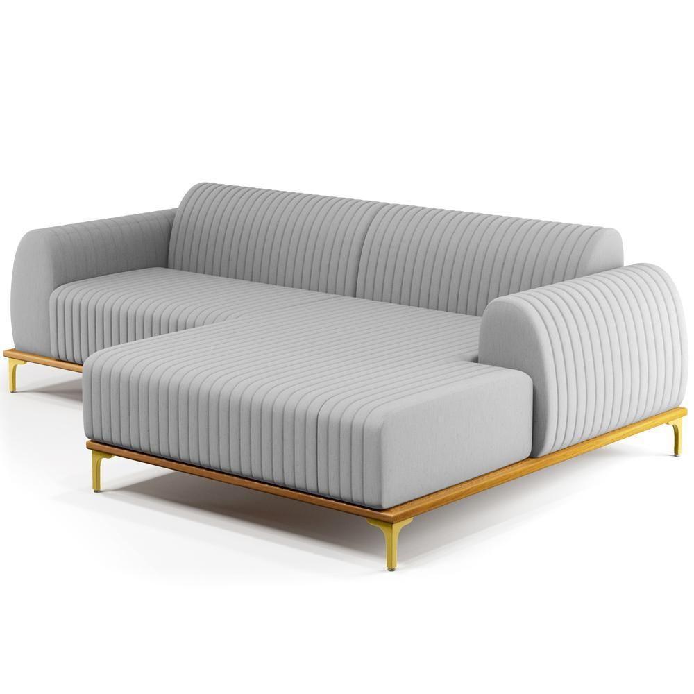 Sofá 6 Lugares Com Chaise De Estar Molino 350cm Cinza D-315 - 1