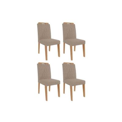 Cadeira Cozinha Paola Wood Kit 4 Un Carvalho/linho Bege