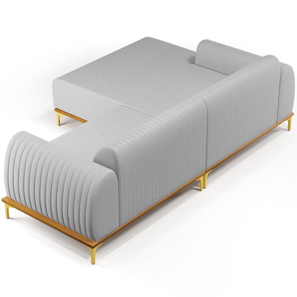 Sofá 6 Lugares Com Chaise Esquerdo 350cm Cinza - 2