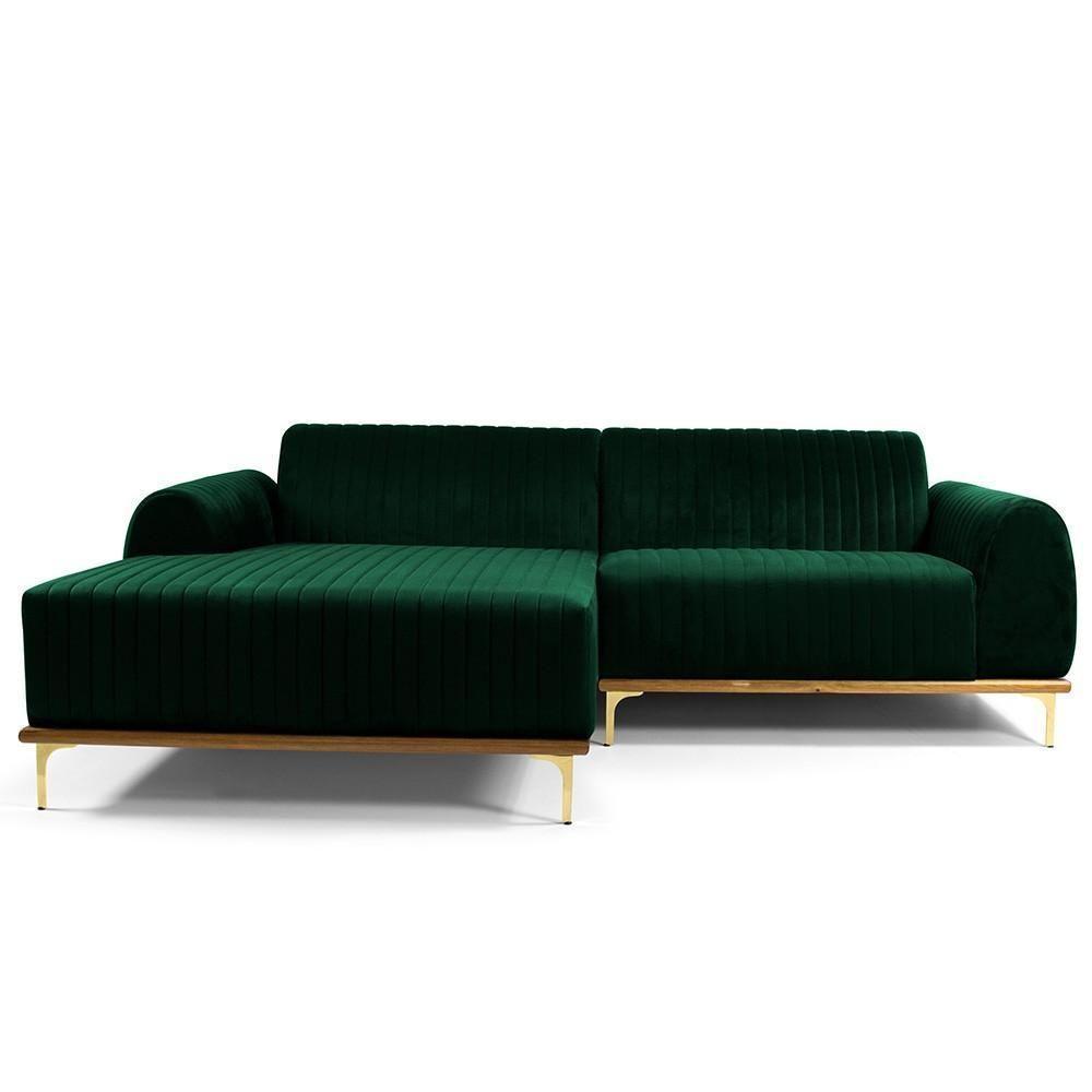 Sofá 5 Lugares Com Chaise Molino 300cm Verde Musgo C-303 - 3