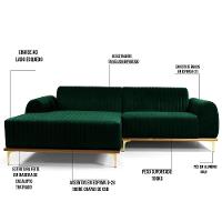 Sofá 5 Lugares Com Chaise Molino 300cm Verde Musgo C-303 - 5