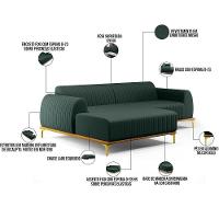 Sofá 6 Lugares Com Chaise Esquerdo 350cm Verde Musgo - 6