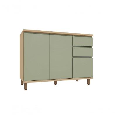 Balcão de Cozinha Domus 2 Portas 3 Gavetas MDF 120CM Verde UV Luciane Móveis