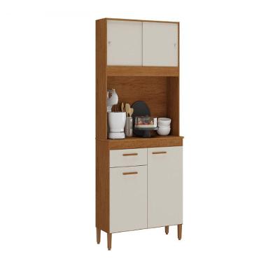 Armário de Cozinha Ceará 4 Portas 1 Gaveta MDF-MDP 91CM Nogueira e Off White Atualle