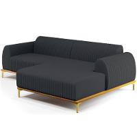 Sofá 6 Lugares Com Chaise Direito 350cm Chumbo - 1