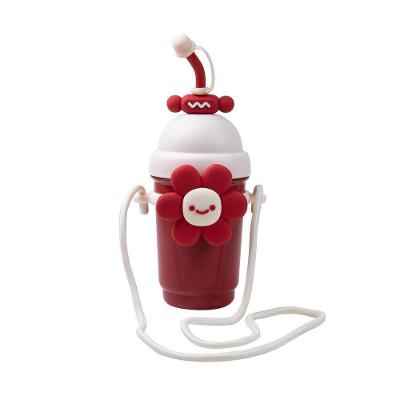 Copo para Viagem PI7915Y com Cordão Tiracolo Design Florzinha Soridente 600ML Aço Inoxidável