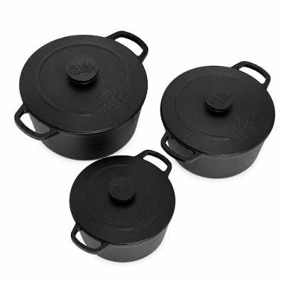 Caçarola Kit Artesanal 3pcs Ferro Fundido com Tampa de Ferro 24CM 4L 26CM 5L 28CM 6,5L