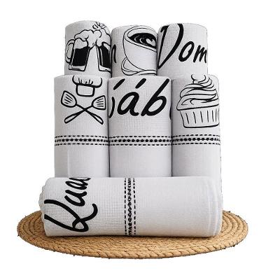 Kit Pano de Copa e Prato Semaninha 7 Peças Sacaria Algodão Poliéster Estampado Branco Lomaer