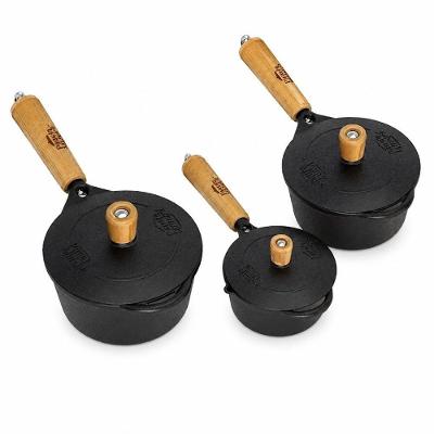 Kit Caçarolas Emily 3pcs Ferro Fundido com Tampa Ferro Fundido Panela Mineira 14CM 16CM
