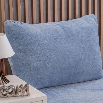 Fronha Plush Flannel 50x70cm 100% Poliéster Azul Bene Casa