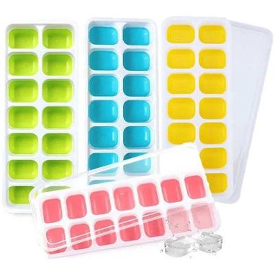 Forma de Gelo Tira Fácil 14 Cubos Plástico PP e Borracha TPR Base Flexível para Drinks Transparente