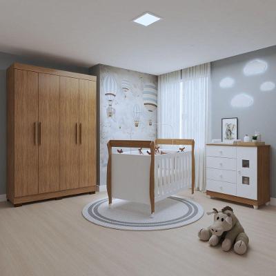 Quarto Bebê Completo Lipe 7 Gavetas MDF 120CM Branco Tigus Móveis
