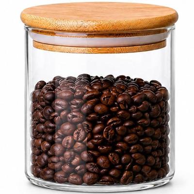 Pote de Armazenamento com Tampa Hermética de Bambu 550ml Vidro Borossilicato Alta Resistência