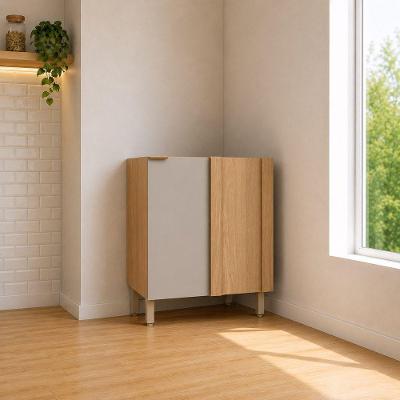 Balcão Vitra 1 Porta sem Gavetas 95CM Freijo e Mocca Luciane Móveis