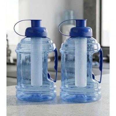 Garrafa Squeeze Kit 2 com Alça Gelo Galão 1L Azul Plasduran Plásticos