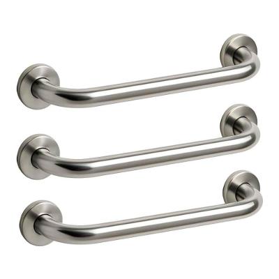 Kit 3 Barras de Apoio 80cm Aço Inoxidável para Banheiro Idoso Suporte Até 150KG Prata Bivolt