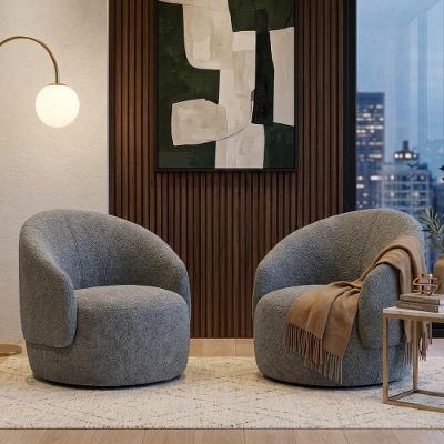 Kit 2 Poltronas Decorativas Saara Orgânicas Bouclê Cinza Escuro Desk Design