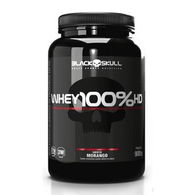 Whey Protein Black Skull 100% HD Blend Morango 900G Pote 25 Doses