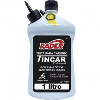 Tinta para Carimbo Radex Refil 1L com Bico Aplicador Preto Alto Rendimento