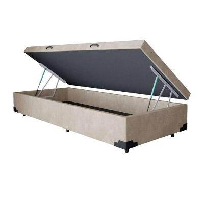 Cama Box Baú Solteiro Homequeen Suede Bege 41x88x188