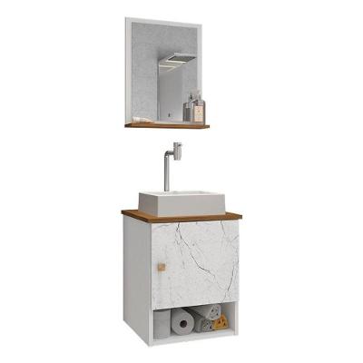 Gabinete Arm Banheiro Lima 1 Porta Com Cuba Tulipa Branca Branco/carrara/nature Branco/carrara/nature