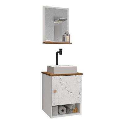 Gabinete Banheiro Lima Tulipa Bco Torneira Valv Click Black Branco/carrara/nature Branco/carrara/nature