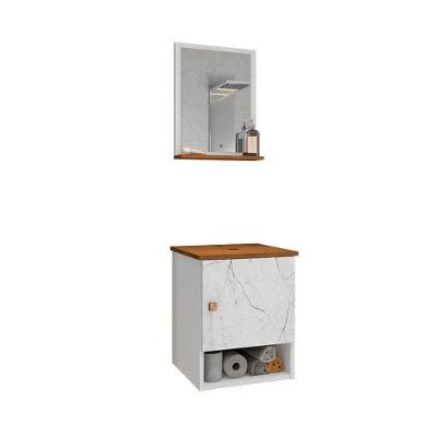 Gabinete Armário 1 Porta Banheiro Com Espelho Lima Branco/carrara/nature Branco/carrara/nature