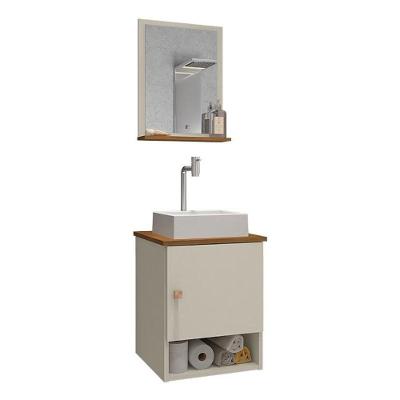 Gabinete Arm Banheiro Lima 1 Porta Com Cuba Tulipa Branca Off White/nature Off White/nature