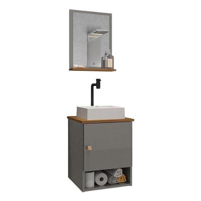 Gabinete Banheiro Lima Tulipa Bco Torneira Valv Click Black Titanium/nature Titanium/nature