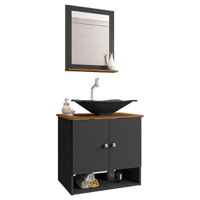 Gabinete Banheiro Deli Cuba Concava Preto Tor Dl08 Val Abs Preto Fosco/nature Preto Fosco/nature