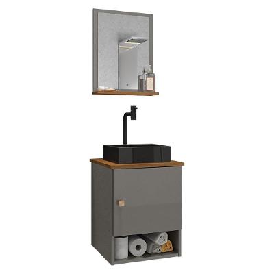 Gabinete Banheiro Lima Tulipa Pto Torneira Valv Click Black Titanium/nature Titanium/nature