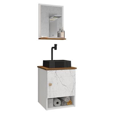 Gabinete Banheiro Lima Tulipa Pto Torneira Valv Click Black Branco/carrara/nature Branco/carrara/nature