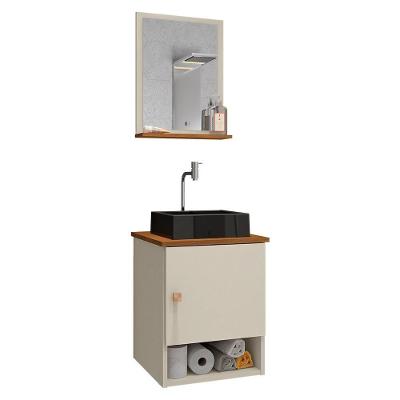 Gabinete Arm Banheiro Lima 1 Porta Com Cuba Tulipa Preta Off White/nature Off White/nature