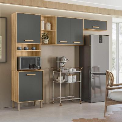 Armário De Cozinha Compacta Maria Flor Com 5 Portas Freijó/chumbo