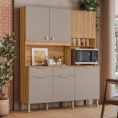 Armário Cozinha Compacta Tropical 7 Portas 2 Gavetas MDF 160 cm Fendi