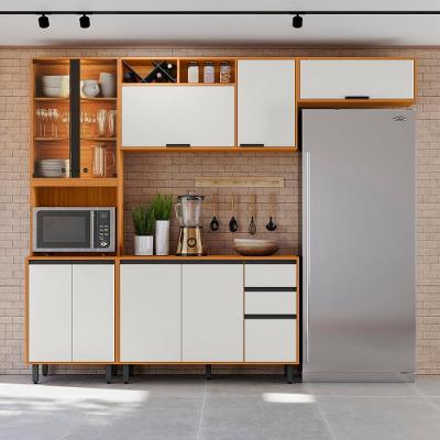 Armario De Cozinha Ravena 10 Portas E 2 Gavetas E Led Freijo/off Acetinado