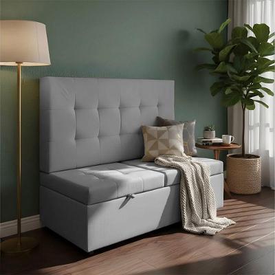 Canto Alemão Recamier Bau + Painel Madri 90cm Linho Cinza - Inova Decor
