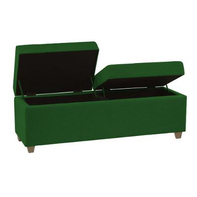 Canto Alemão Recamier Bau + Painel Madri 160cm Suede Verde - Inova Decor